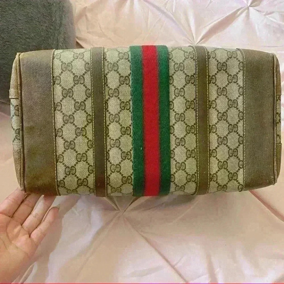 GUCCI Ophidia Top Handle VINTAGE GG Monogram Canvas Leather Tote Handbag Purse - Picture 4 of 16